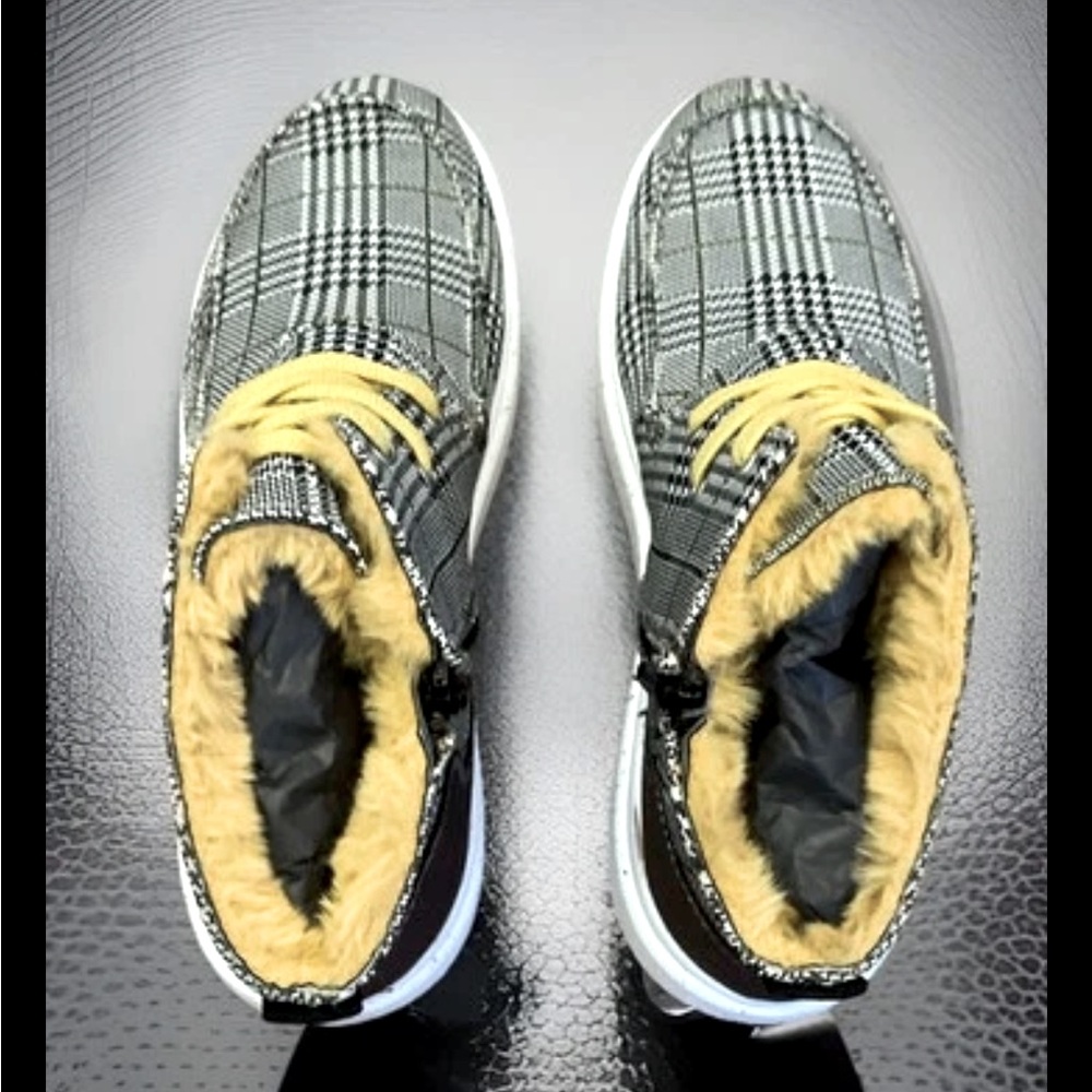 Plaid Black Yellow Fur Boot Zip-Up & Lace Romika Helsinki 02 Sz40 8-8.5 Sneakers - Picture 15 of 16